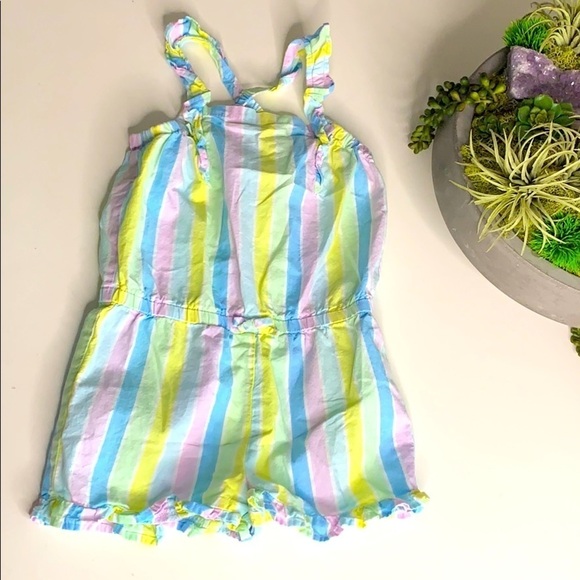 Carter’s Pastel Candy Stripe Ruffle Romper kids size 6 - Picture 1 of 7